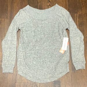 Gray Long Sleeve Women's One Shoulder Top